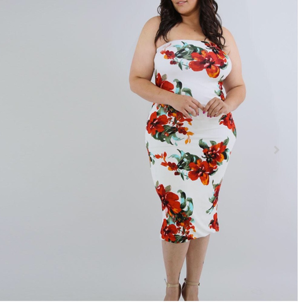 Red Print Tube Dress